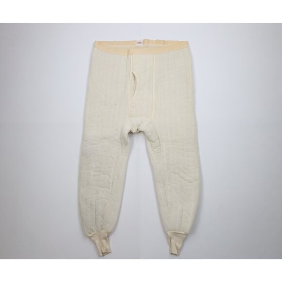 Vtg 40s 50s BVD Mens L Distressed Thermal Waffle Knit Lined Insulated Pants USA - Picture 1 of 13
